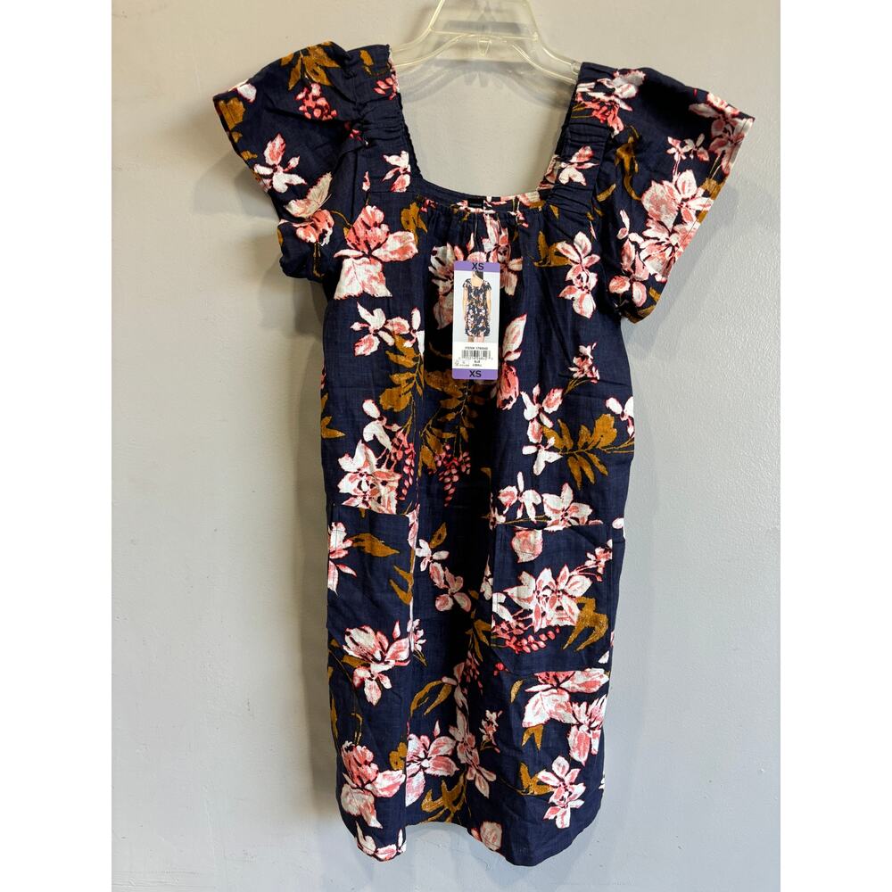 Nicole Miller Original Floral Shift Dress Linen Blend Womens Size XS New…